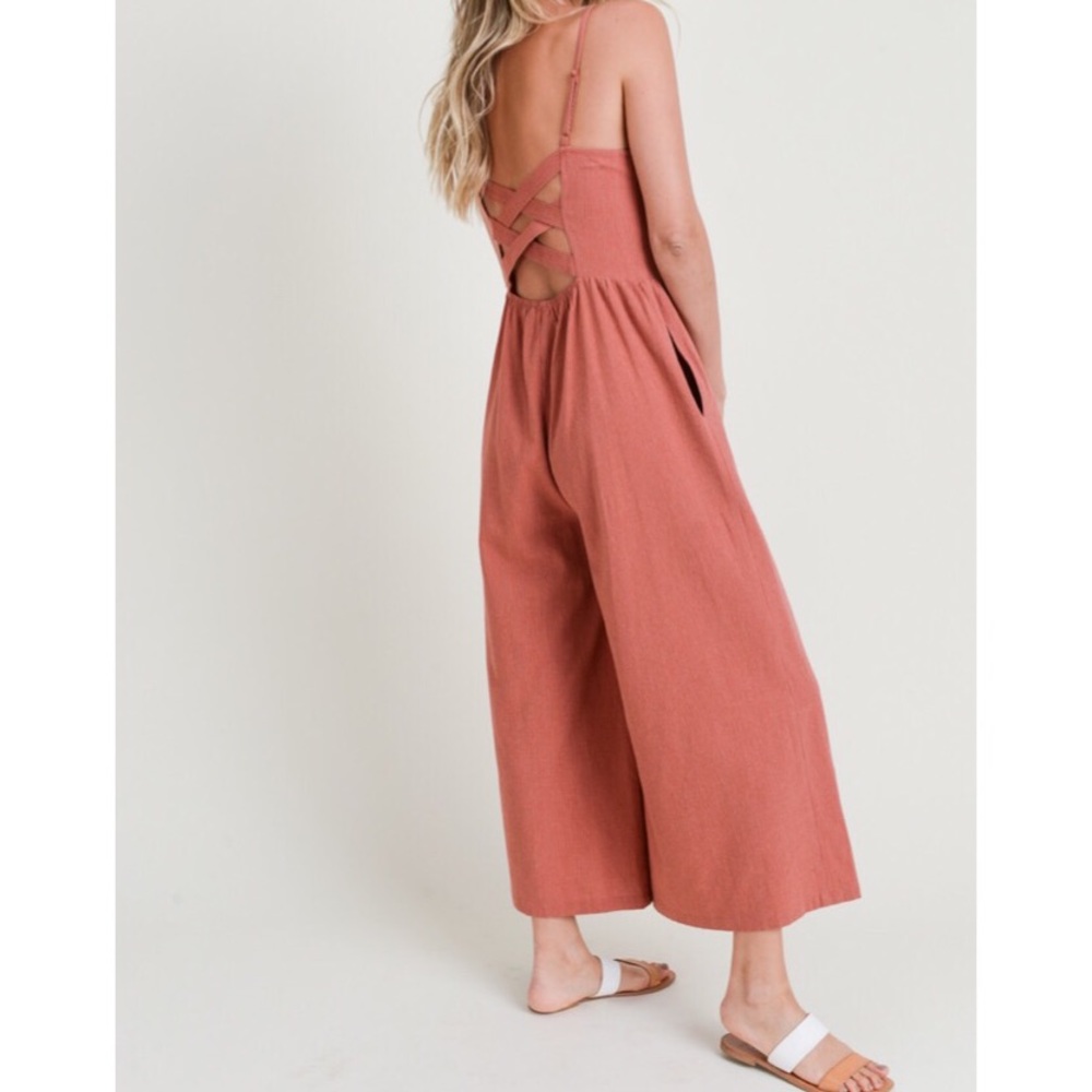 Armora’s | Pinstripe Criss Cross Back Jumpsuit 🌼 - Picture 2 of 7